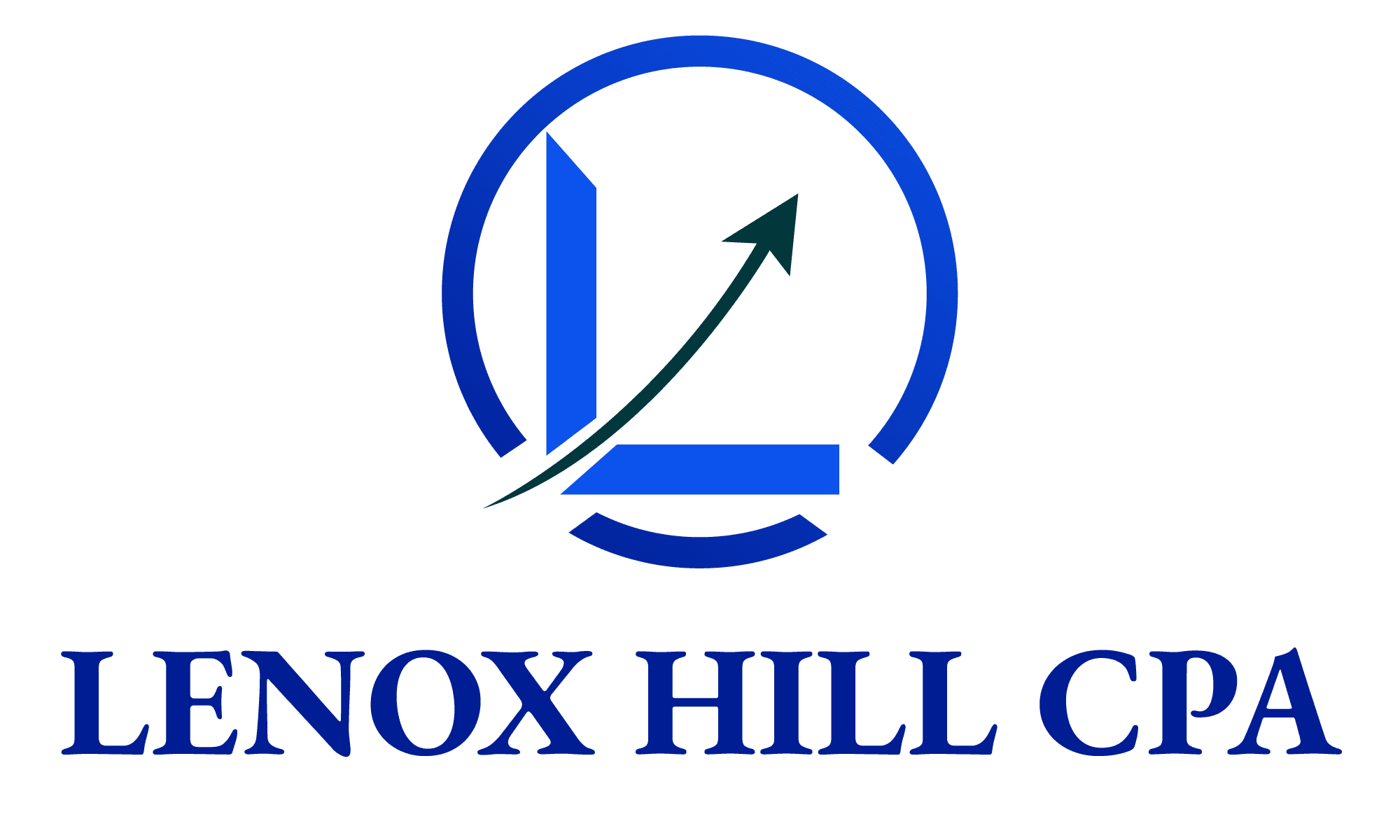 Lenox Hill CPA blue logo with upward arrow